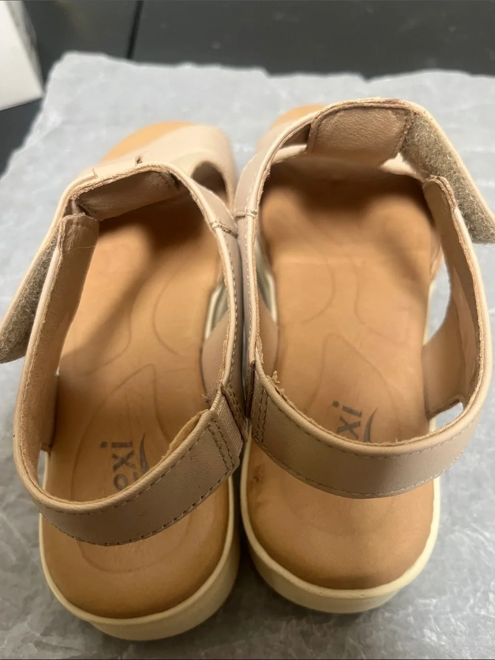 Flexi Beige T-Strap Comfort Sandals